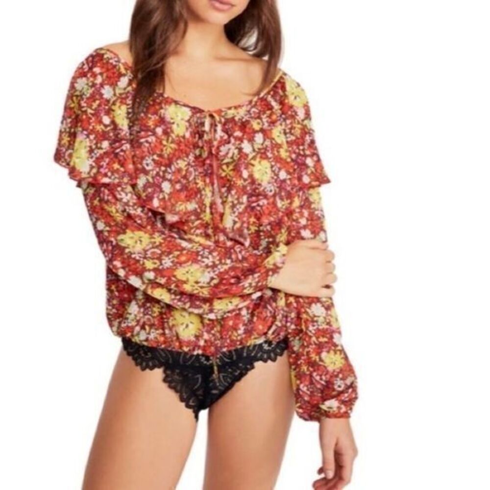 Intimately free people red sienna ruffle bodysuit